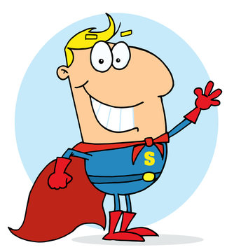 Cartoon Super Hero Waving Man,background