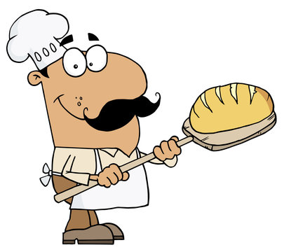 Hispanic Cartoon Bread Maker Man