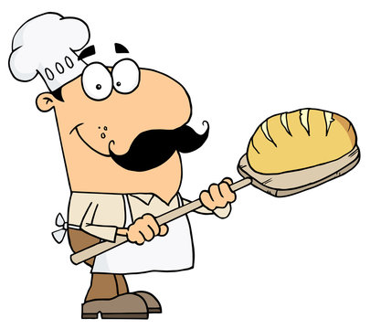 Caucasian Cartoon Bread Maker Man