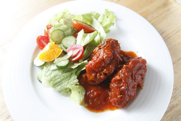 Pork rib with salad