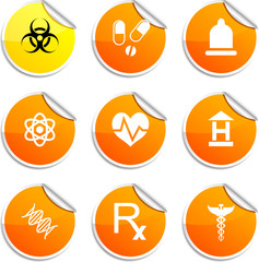 Medical stickers.