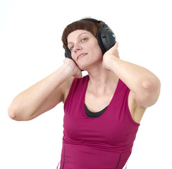 Woman Listening Music and dancing