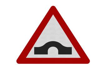photo-realistic 'hump-backed bridge' sign, isolated