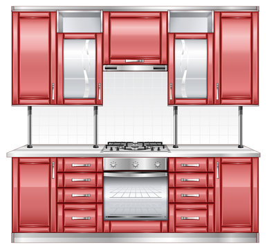 Red Kitchen Cabinets Images – Browse 6,653 Stock Photos, Vectors, and Video