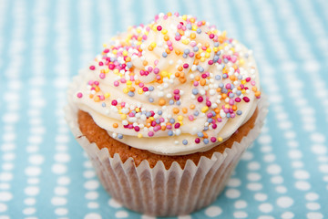 Cupcake on a Spotty Napkin