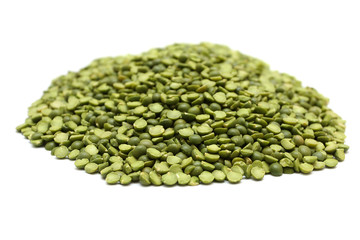 Dried green peas isolated on white background