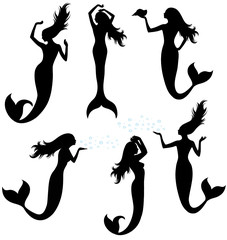Silhouettes of a mermaid.