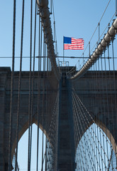 USA flag on brooklyn bridge