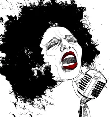 Wall murals Music band jazz singer on white background