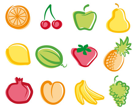 Set of simple images fruit