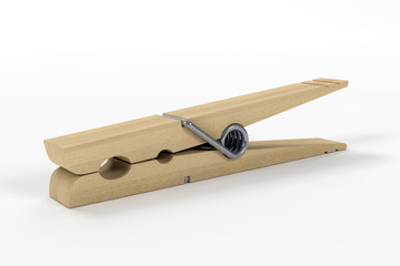 Close up of a clothespin on white background