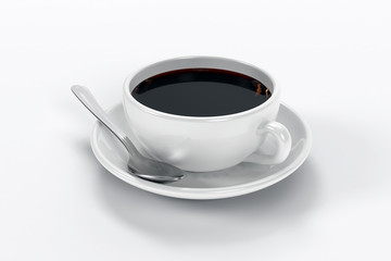 Close up of a cup of coffee including a spoon