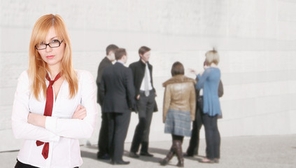 Business people having break