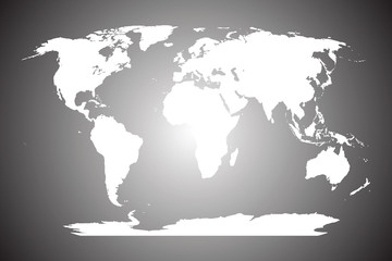 Fototapeta na wymiar White world map on grey background