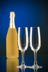 Champagne against color gradient background