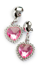 Silver earrings isolated on the white background