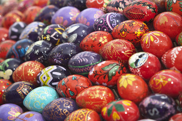 Fototapeta na wymiar Easter colorful eggs. Art background, Eastern Europe