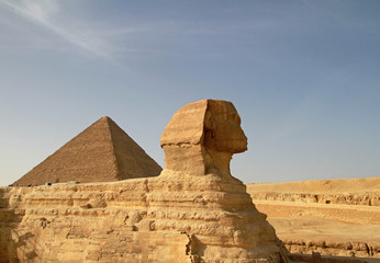 Great pyramid and Sphinx of Giza