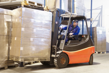 forklift at work with driver