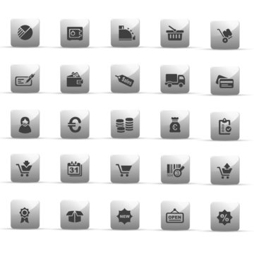 glossy grey buttons - business finance - set 4