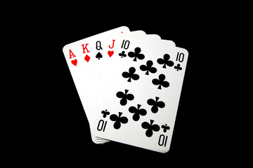 straight cards isolated on black