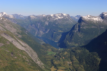 Fototapeta na wymiar Norwegian Geiranger Fjord from high above