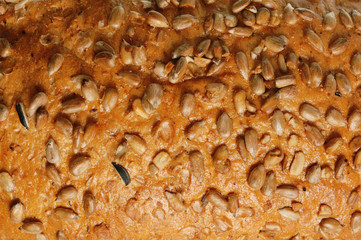 Brown bread texture in close-up