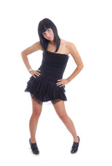 Teen girl in black dress
