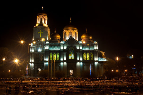 Varna Cathedral In Night