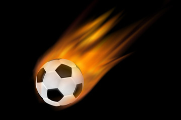 Naklejka premium Football with trail of flames