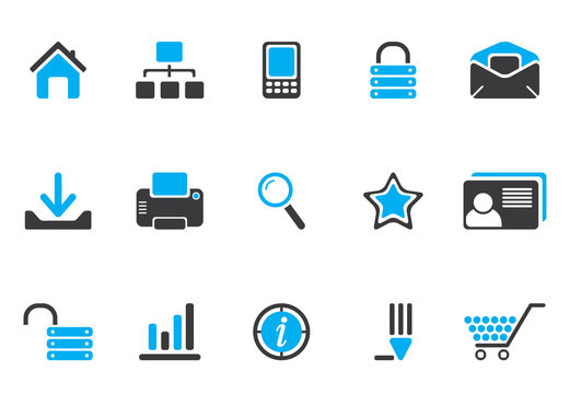 Internet and web icons - blue black series