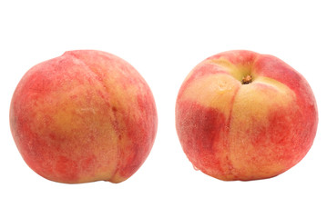 Ripe tasty peach on white background. isolated.