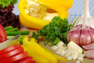 Cutting Fresh Vegetables for Salad