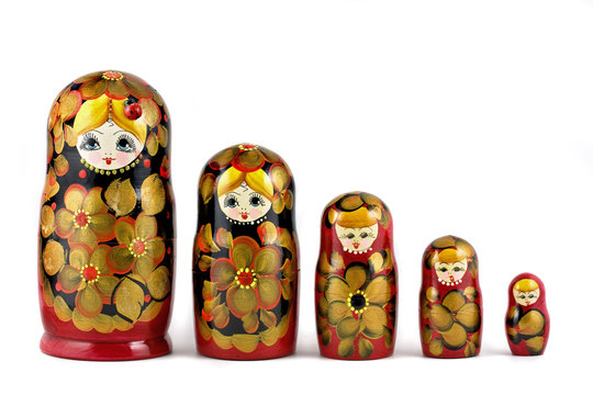 Russian nesting dolls ( babushkas or matryoshkas )