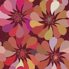 Floral seamless pattern with big  bright stylish flowers
