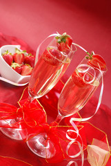 champagne with strawberry