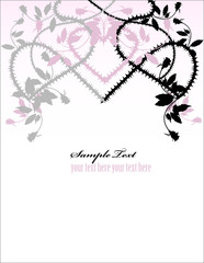 The ornamental background element with stylized heart and rose