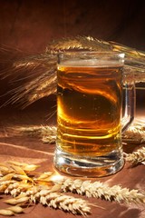 Glass of beer with grain