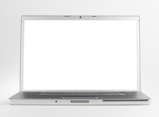 Laptop frontal,alu,isoliert mit pfaden