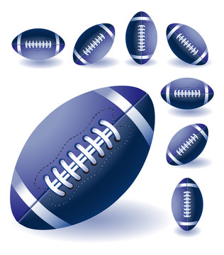 Blue isolaited Rugby balls