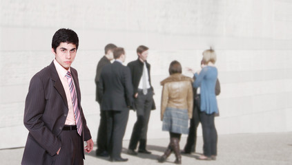 Business people having break