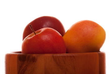 Apples on wooden basin