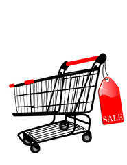 the vector Shopping cart with Sale label