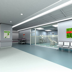 Modern clinic in blue and grey