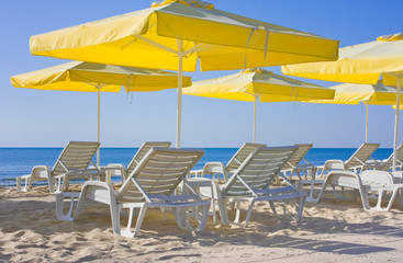 view of chairs and umbrellas on the beach