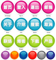 set collection of icon with chinese text