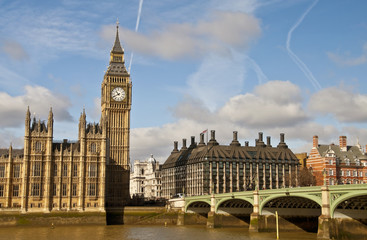 Fototapeta na wymiar Big Ben i Westminster Bridge
