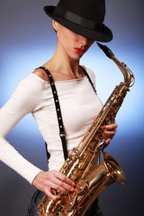 saxophone on blue