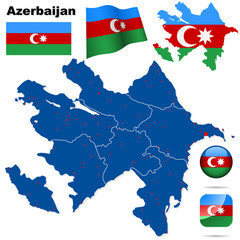 Azerbaijan vector set. Shape, flags and icons.