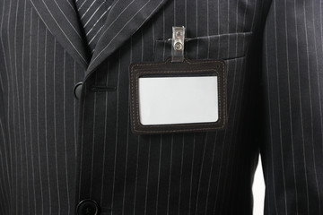 suit with blank id card